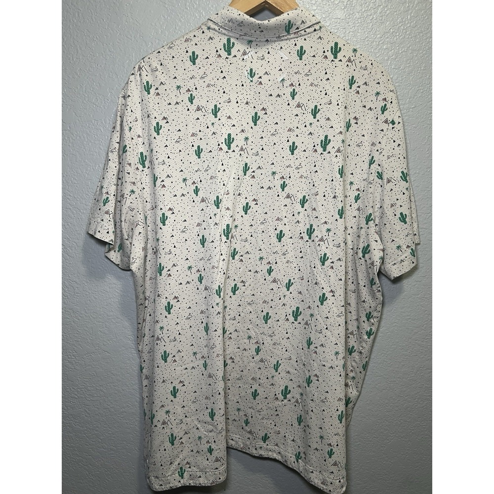 Adidas Adicross Short Sleeve Shirt Mens 2XL Tan AOP Cactus Aztec Golf Coastal - Picture 6 of 12